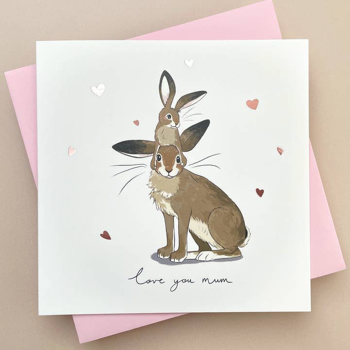 Hare Hearts Mother's Day Card for wholesale by Lizey May