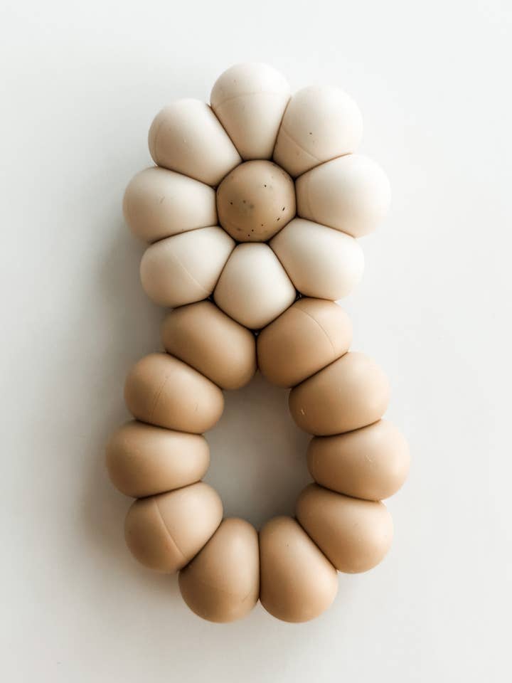 Tan Daisy Baby Teether Toy for wholesale by Celebrate Your Tribe