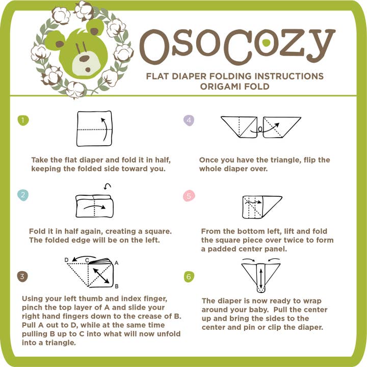 OsoCozy - Wholesale Diaper (Cloth) - Baby - OsoCozy Flat Diapers Birdseye Weave, 4 Varieties - 6 Packs
