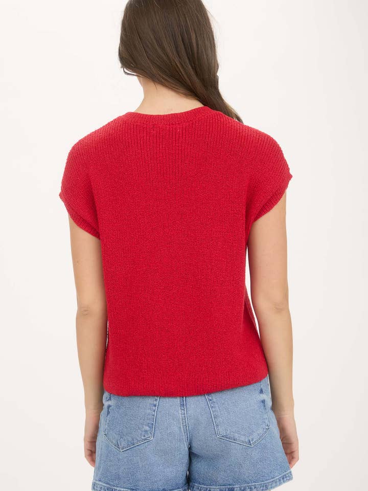 Blu Pepper - Wholesale Knit Sweater - Women's - CREWNECK SHORT SLEEVE BATWING SWEATER WITH POCKET
