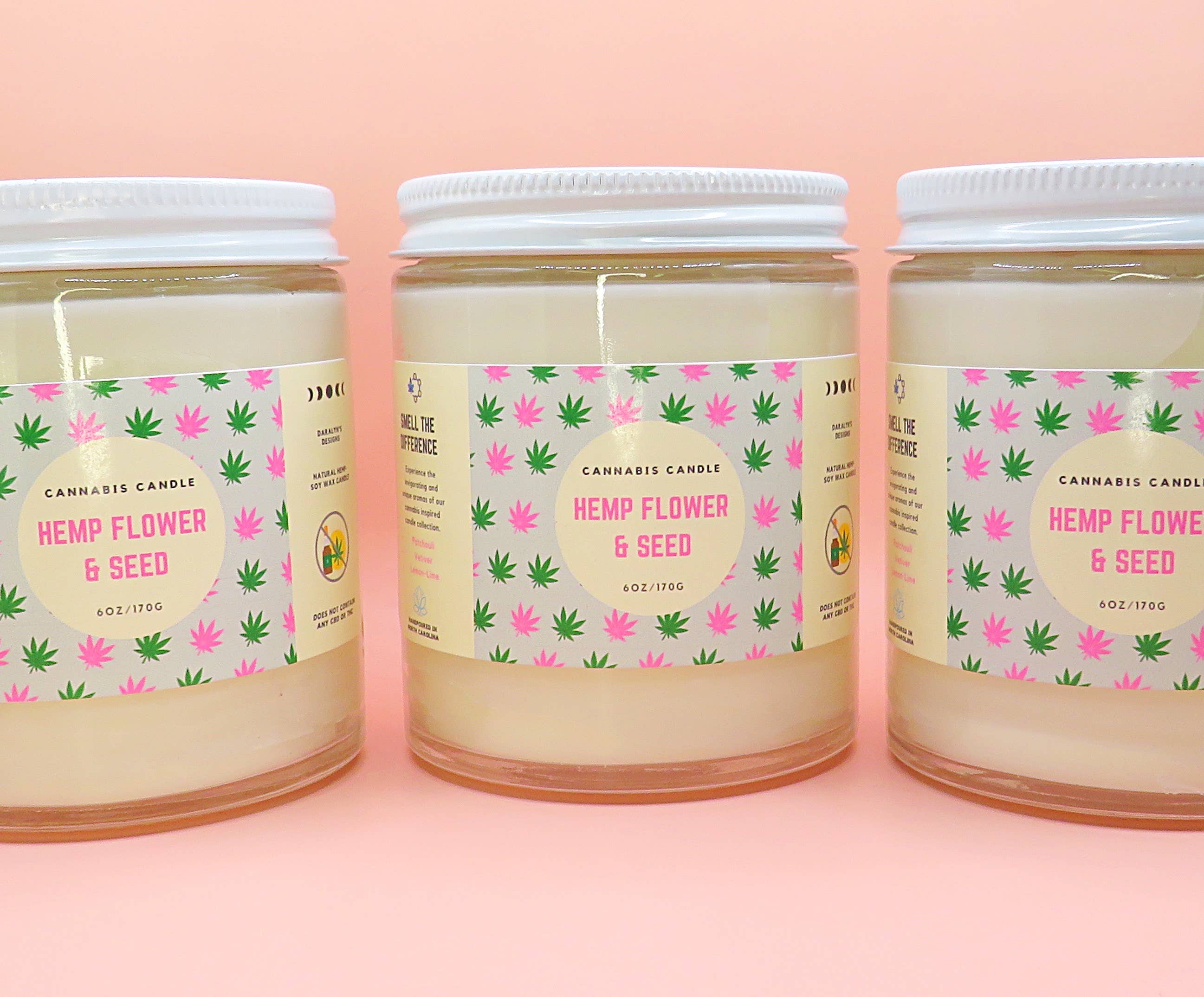 Daralyn's Designs – Vela em jarro/copo por atacado – Vela de cannabis | 6oz | Cera de cânhamo20