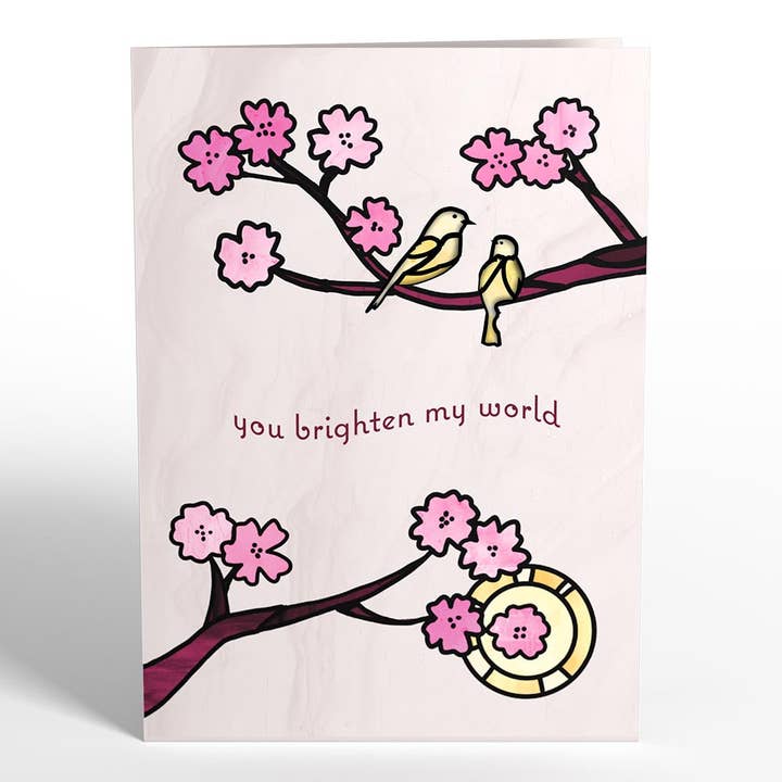 Lovepop Cards - Wholesale Love Card - You Brighten My World Birds 5"x7" Suncatcher Card, Pop-Up