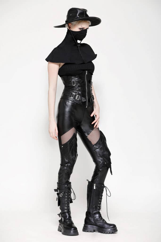 PW134 - Black PU leather armor knight leggings for wholesale on Faire2