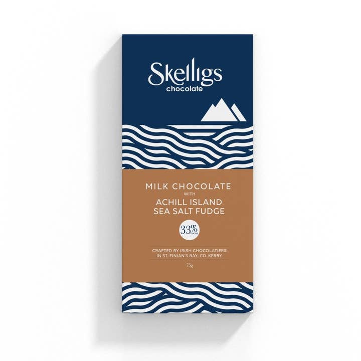 Skelligs Chocolate - Wholesale Chocolate Bar - Achill Island Sea Salt Fudge and Milk Chocolate Bar