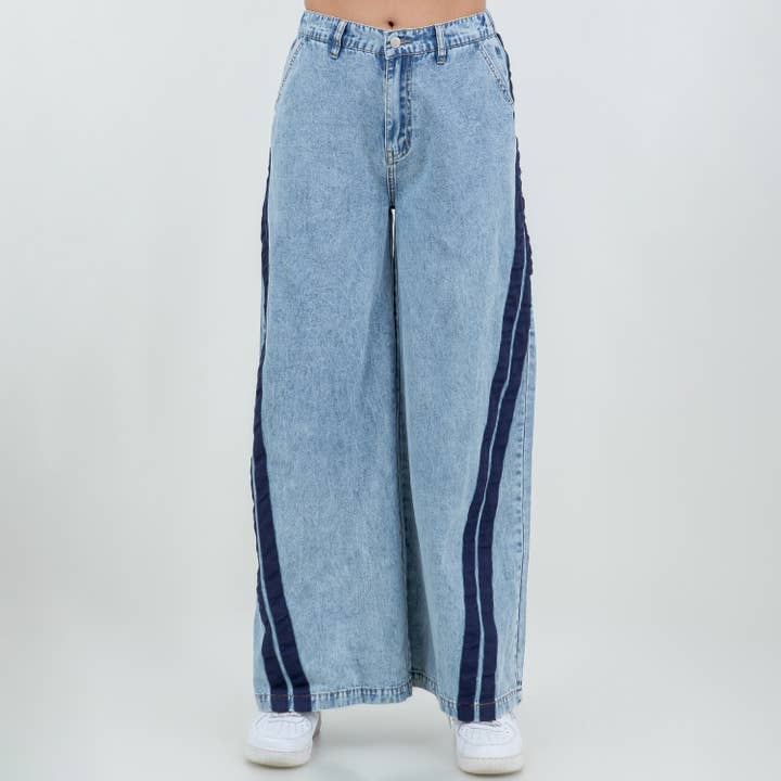 American Bazi - Wholesale Jeans - Women's - PLUS SIZE ACID WASHED PULL ON WIDE JEANS-RJH30842 PLUS SIZE5