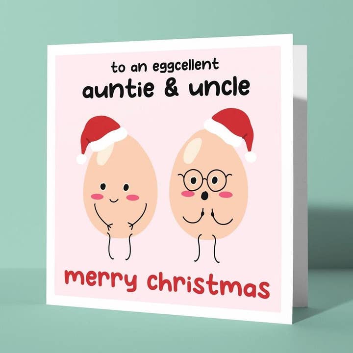 Tante og Onkel Egg Cellent Jul - Julekort til Tante & Onkel for engroshandel hos Peacock Printing