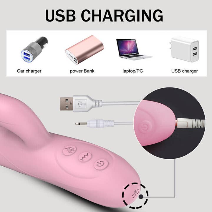 VibChief - Wholesale Sex Toy - Rabbit Heating Vibrator with Thrusting & Heat Function