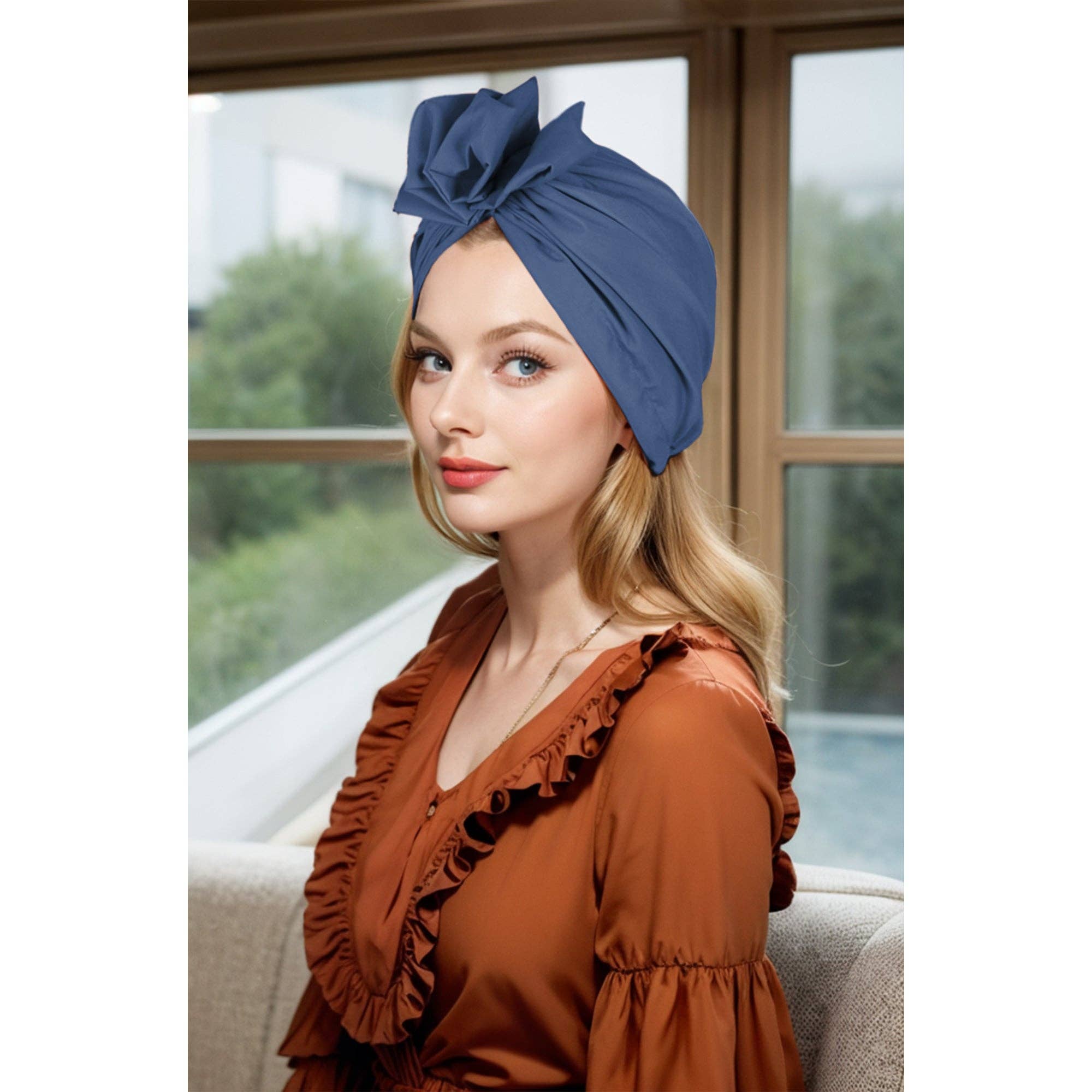 AK Brand - Wholesale Fashion Headband - Women's - Vintage Turban Headwrap with Large Bow Stretch Headscarf15