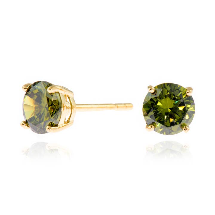 Cachet Lana 6mm Sterling Zilveren Oorbellen Olivine CZ voor wholesale door Cachet London