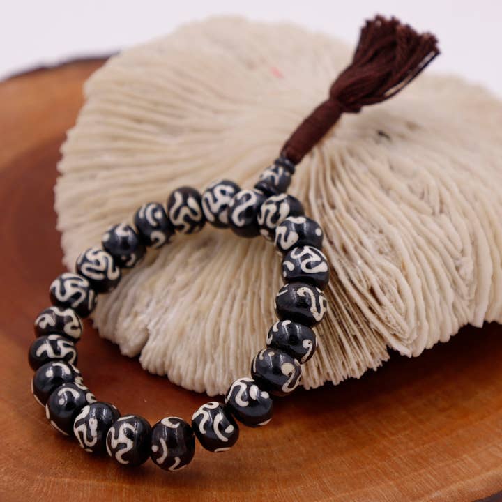 Lungta Imports - Wholesale Prayer Beads Necklace - Tibetan Meditation Bone 21 Beads Wrist Mala Hindu OM Yoga2