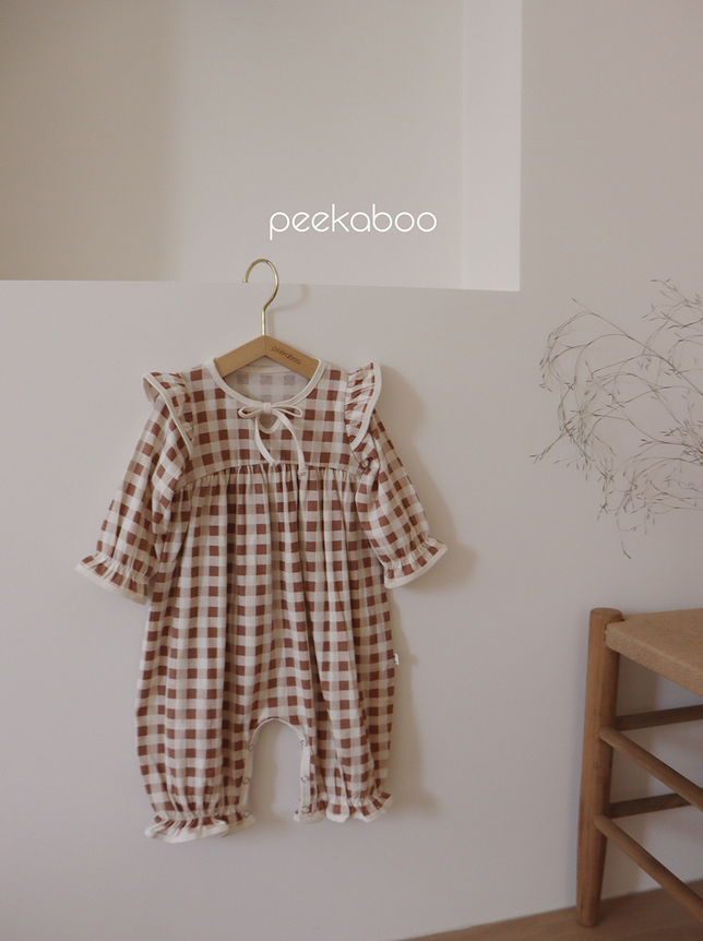 peekaboo - Wholesale Bodysuit (Non-Footed) - Baby - Baby Girl Plaid Check Ruffle Bow  Bodysuit Romper FallWinter2