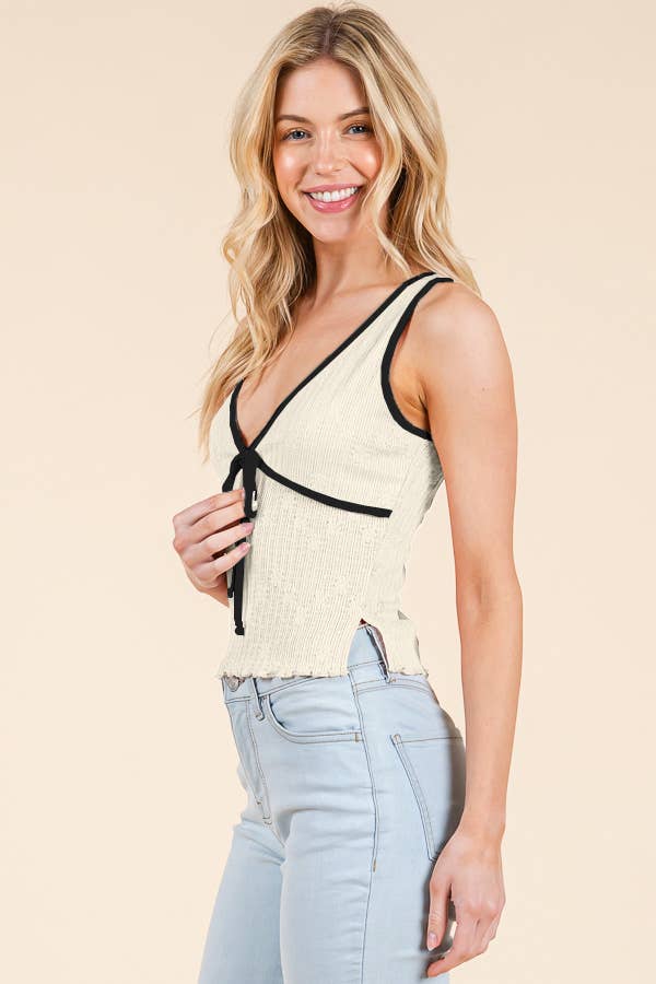 Heart & Hips - Wholesale Knit Top - Women's - LK54351 - BINDING MERROW W/BOW SLEEVELESS TOP10