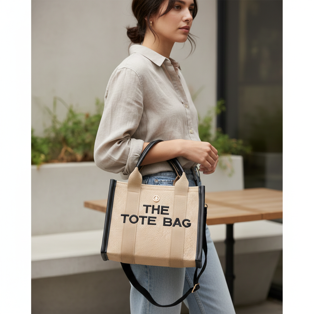 VIA FIORE – Engroshandel Tote bag - Dame – VIA FIORE Canvas Tote Taske med Sort Kant7