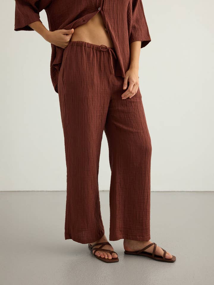 Kaya Drawstring Pants - Terracotta for wholesale by The Handloom