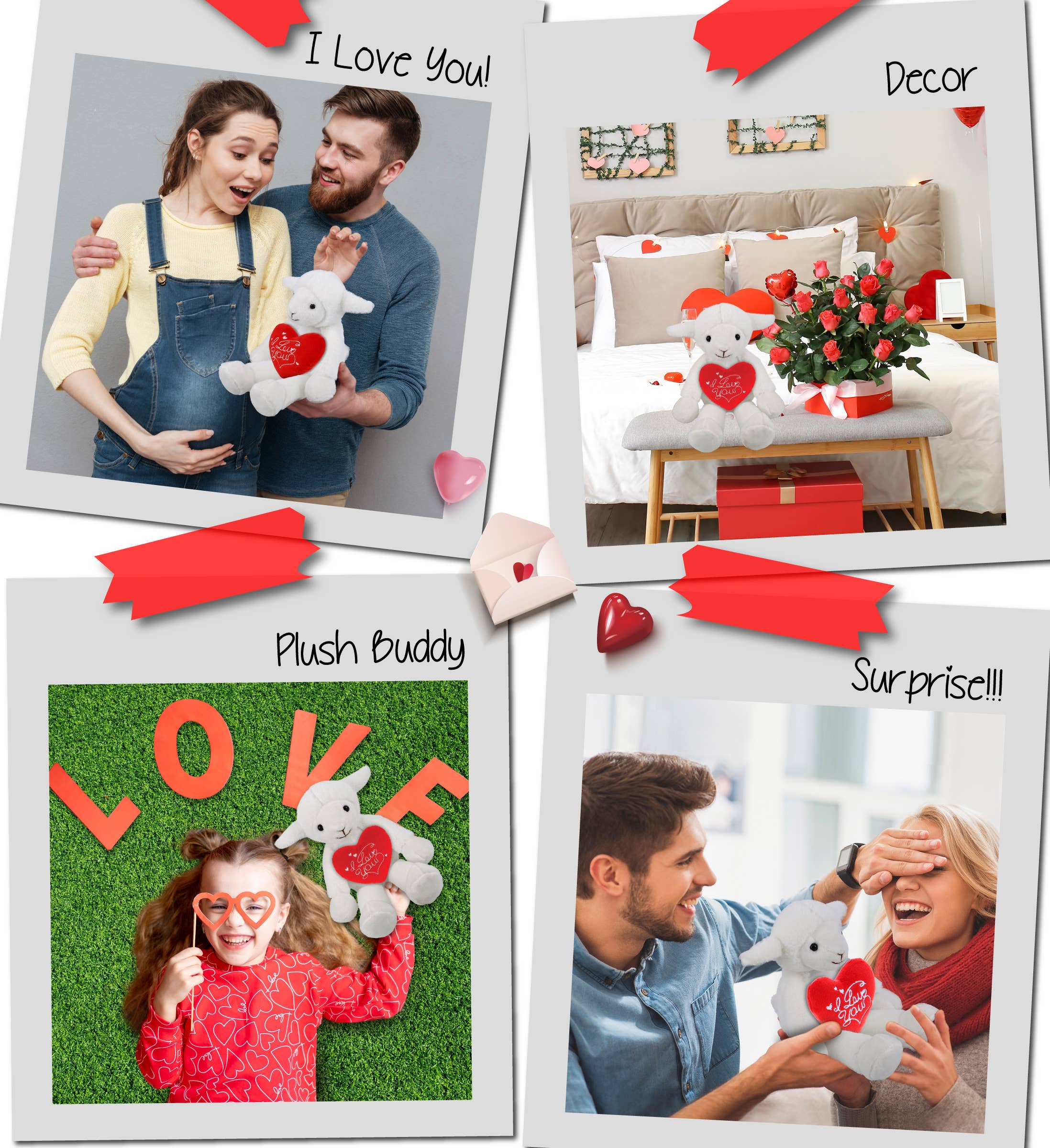 Cota Global - Wholesale Stuffed/Plush Toy - Kids & Baby - Plush I Love You Heart & Long Leg Lamb 10.53