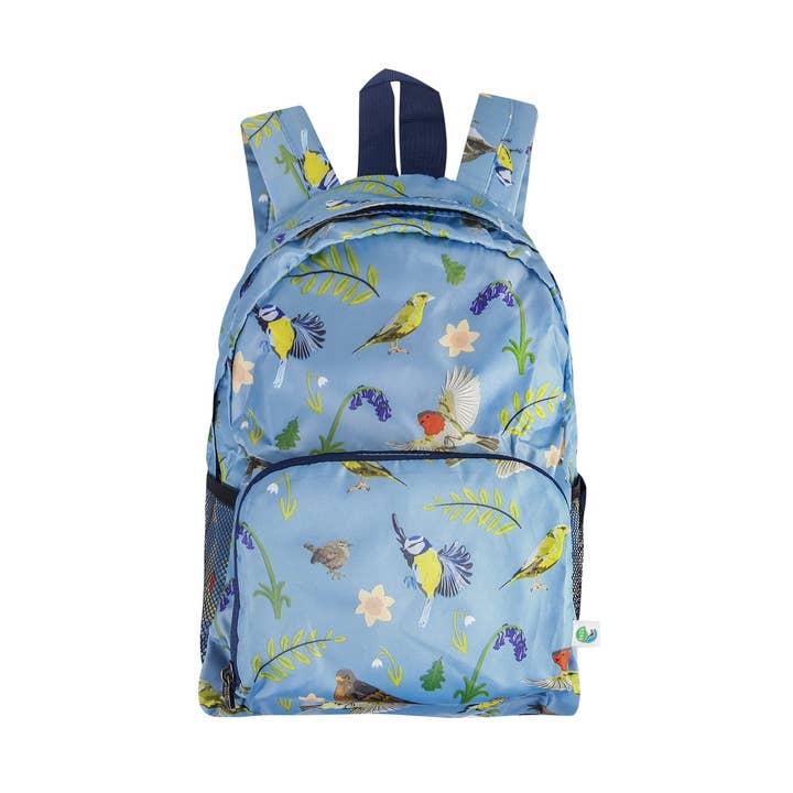 Eco Chic Lightweight Foldable Mini Backpack RSPB Birds for wholesale by Eco Chic