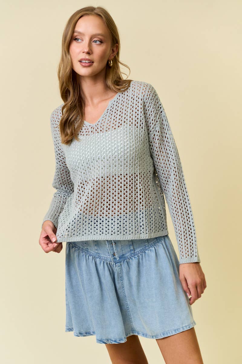 Doe and Rae – Großhandel Strickpullover – Damen – Langärmliges Strickoberteil mit V-Ausschnitt - 45264T16