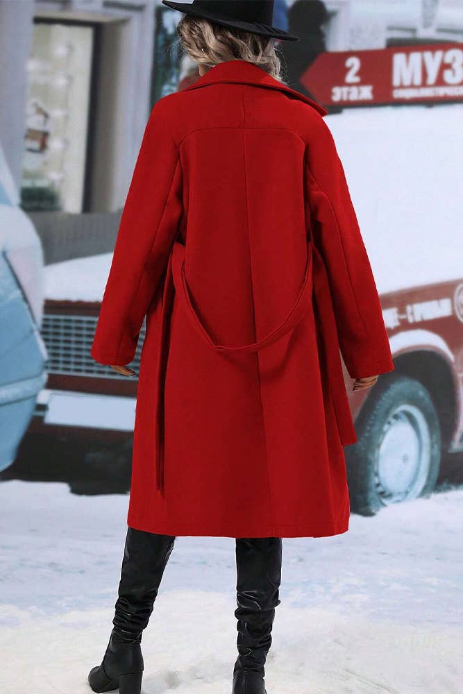 UNISHE - Wholesale Coat - Women's - Double Breasted Notch Lapels Overcoat with Belt GSS11612