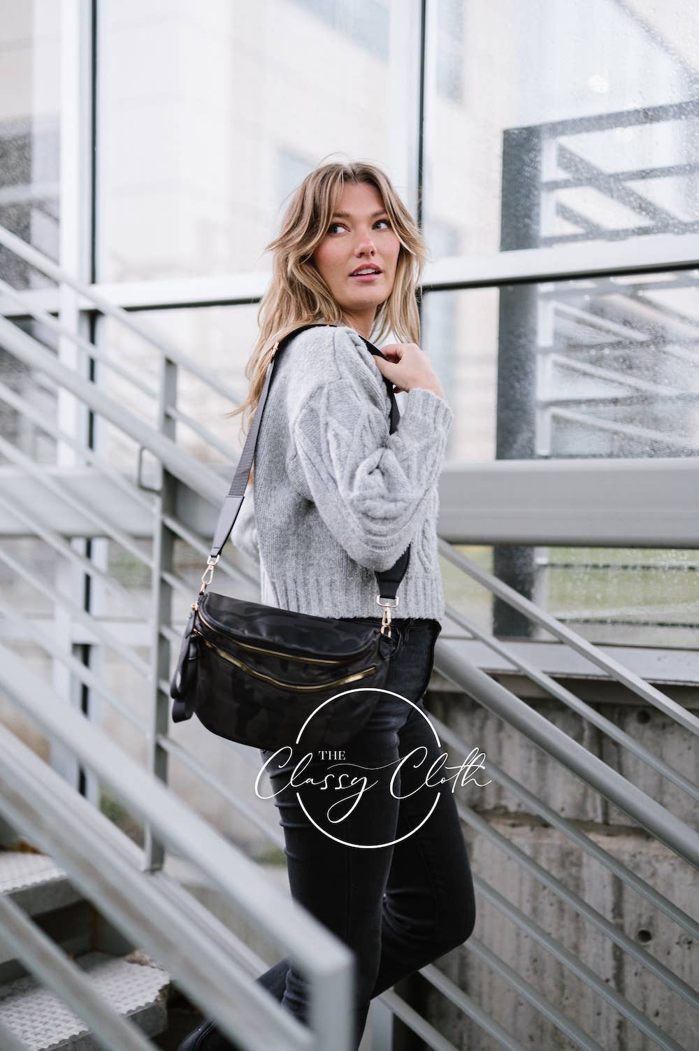 The Classy Cloth WS - Wholesale Belt Bag - Women's - Farah Fanny Bum Bag - Black Camo RTS1