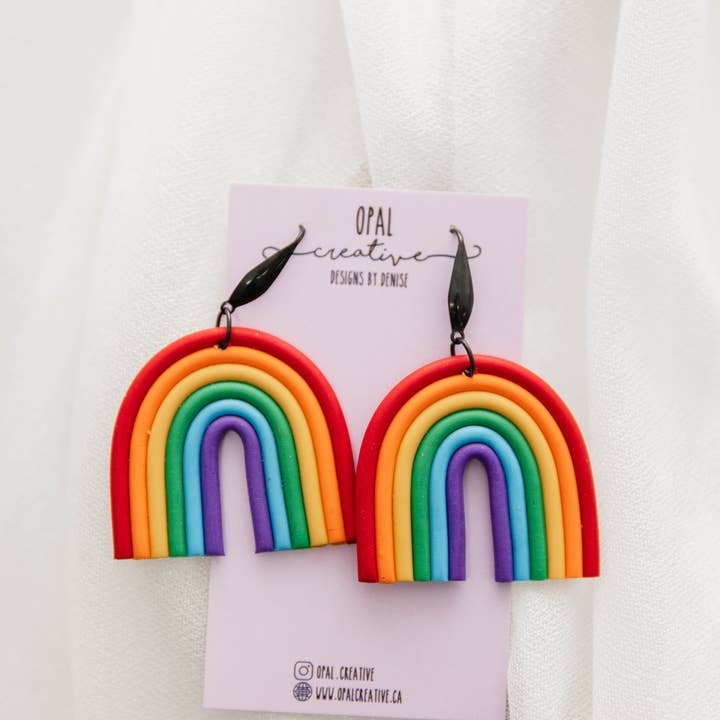 Rainbow Polymer Clay Earrings for wholesale by Opal Creative