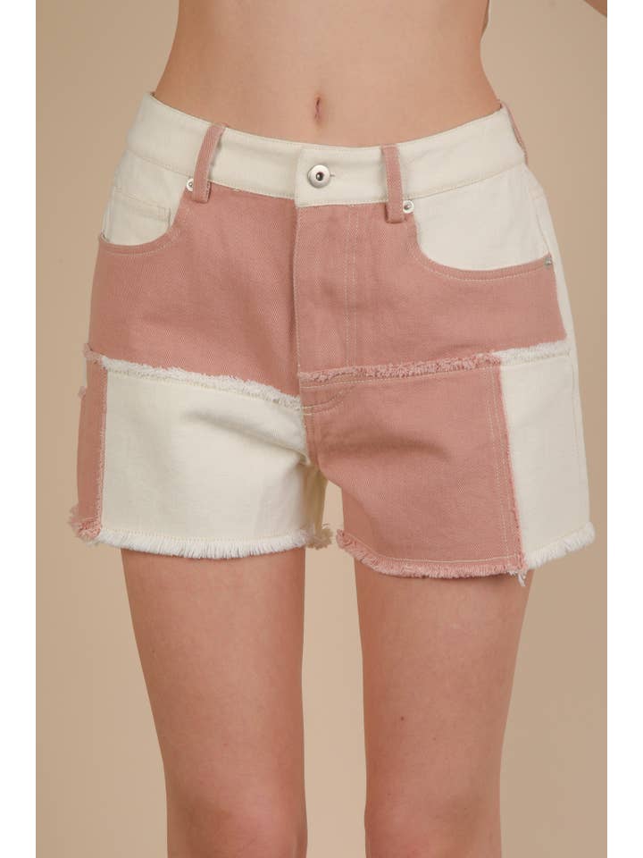 VERY J - Vente Short – femme - NP70779-Short décontracté à blocs de couleur lavés doux1