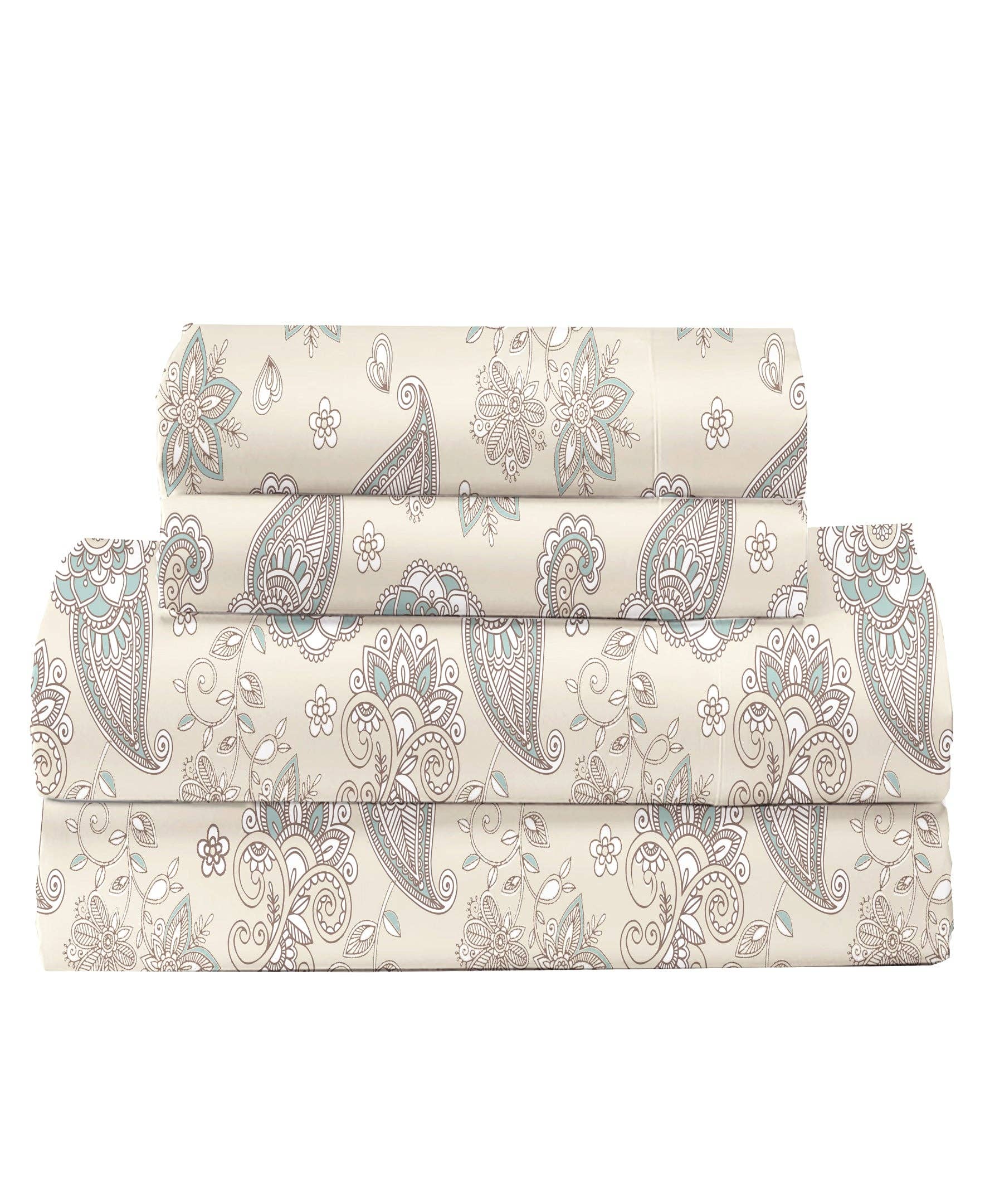 Feather & Stitch New York - Vente Parures de lit - Ensemble de draps en percale 100 % coton, 300 fils (4 pièces)3