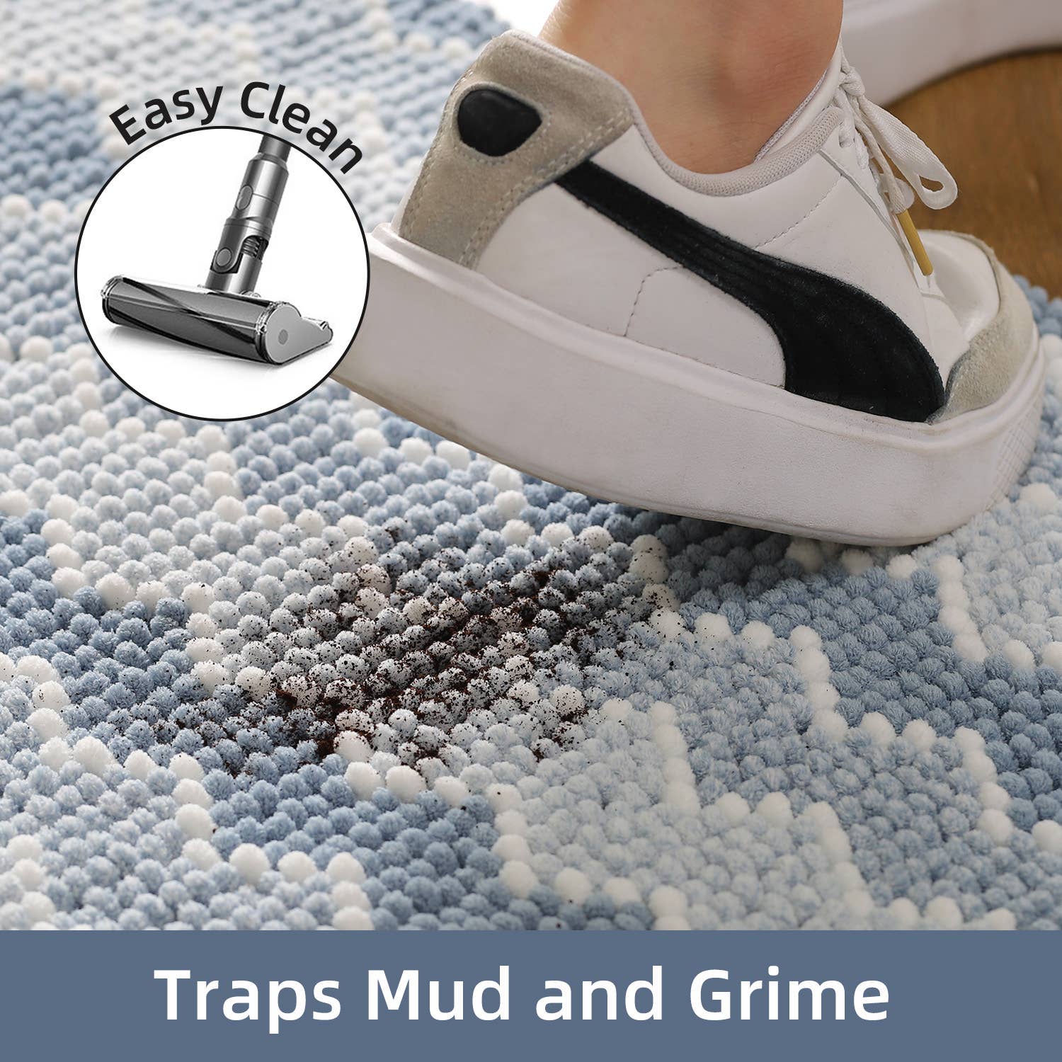 Kasentex – Tapete de banho por atacado – Tapete de Banheiro Macio de Chenille com Design Geométrico Antiderrapante23