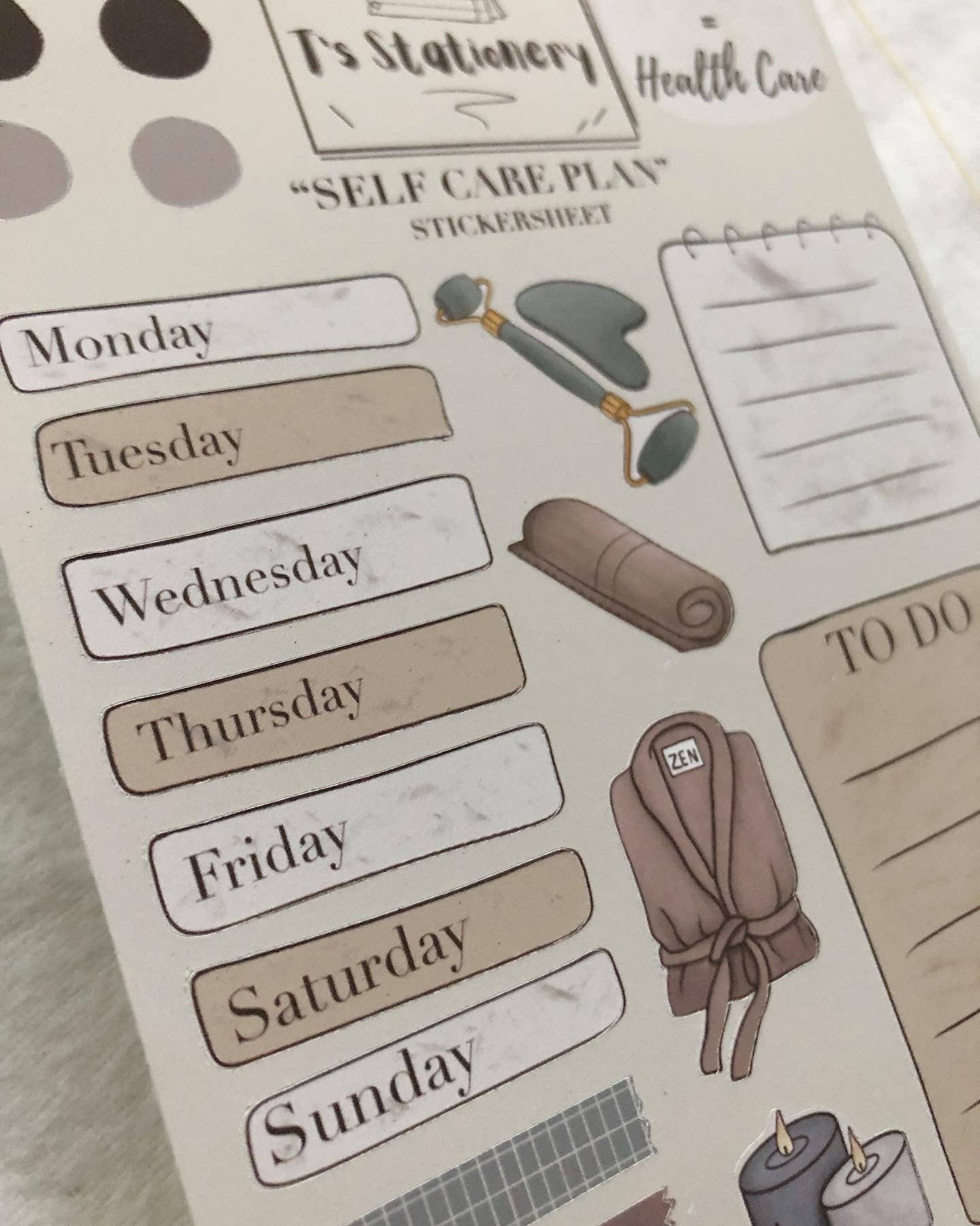 T's Stationery - Wholesale Sticker - "Self Care Plan" Planner Stickers2