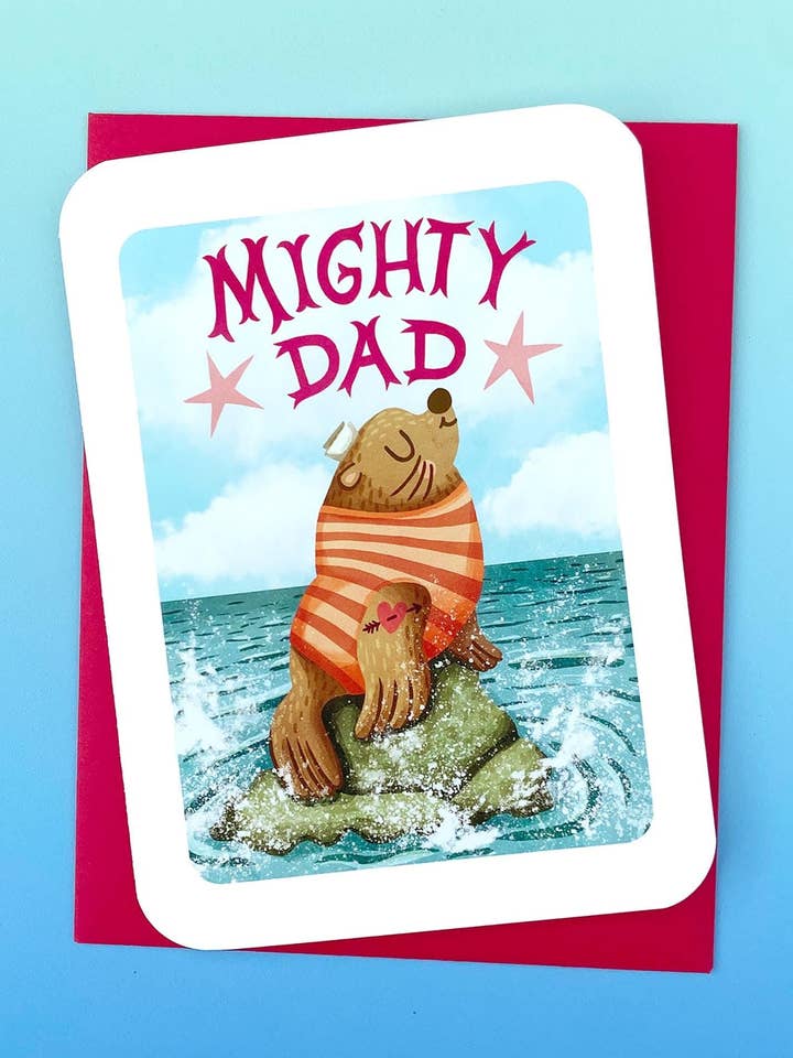 Carte de fête des pères Lion de mer puissant Marin nautique pour la vente par My Zoetrope