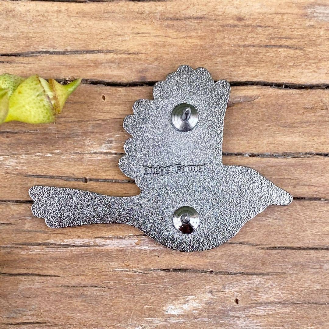 Bridget Farmer Printmaker - Wholesale Lapel pin/button - Superb Fairywren In Flight - Enamel Pin2