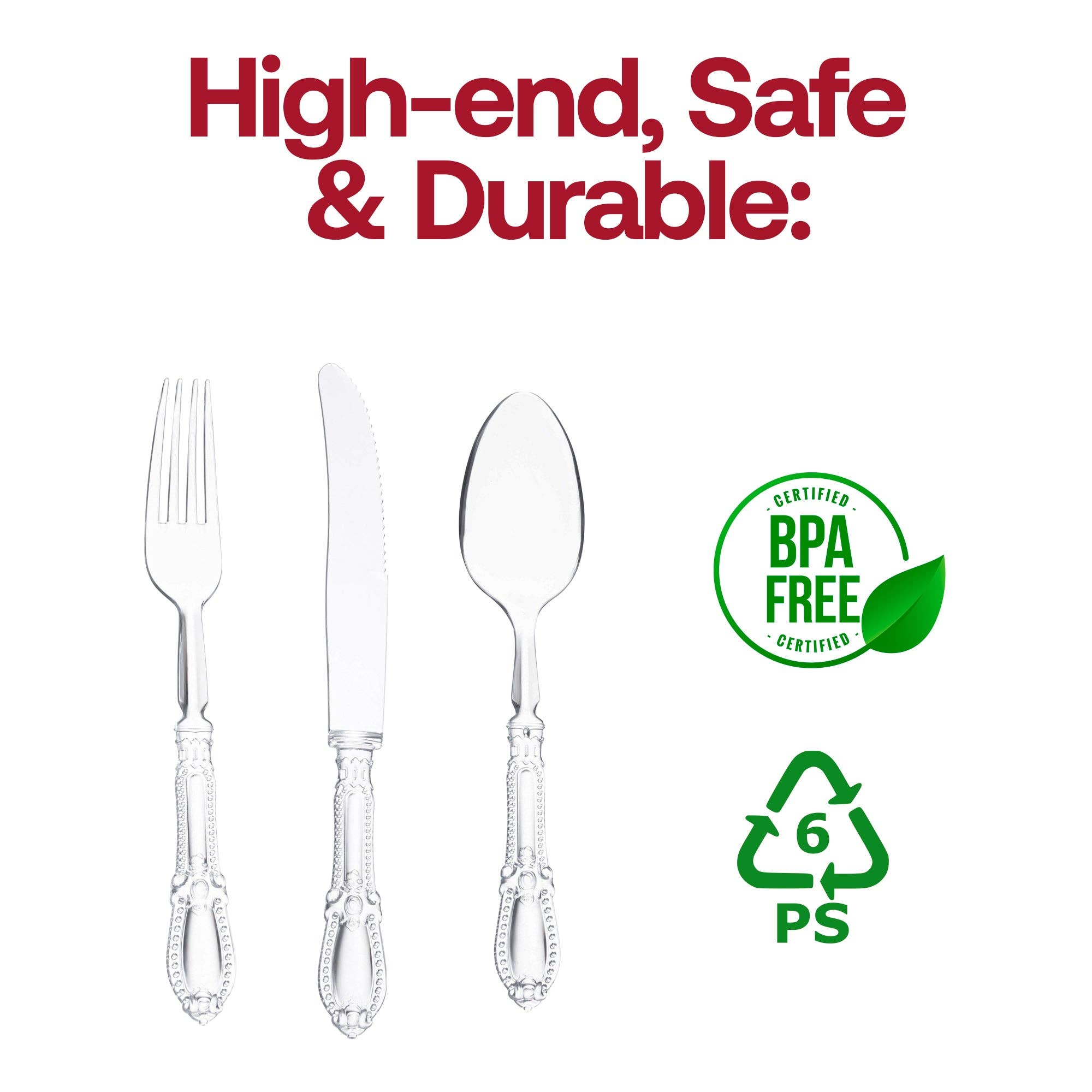Smarty had a Party - Wholesale Assorted Cutlery Set - Clear Baroque Disposable Plastic Cutlery Set - 20 Guests3