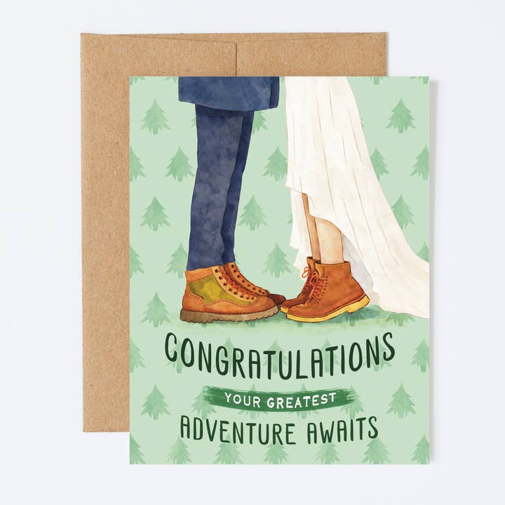 Congratulations Adventure Wedding Card | Hiking Elopement for wholesale by New Summits