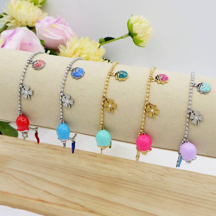 Daemon srls - Wholesale Charm/Dangle Bracelet - TINKERBELL LUCKY ~ Bracciale ACCIAIO INOSSIDABILE con campanella e charms portafortuna