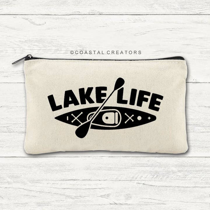Coastal Creators of Connecticut - Wholesale Pouch - Unisex - Lake Life Kayak Multi-Use Canvas Storage Zipper Bag