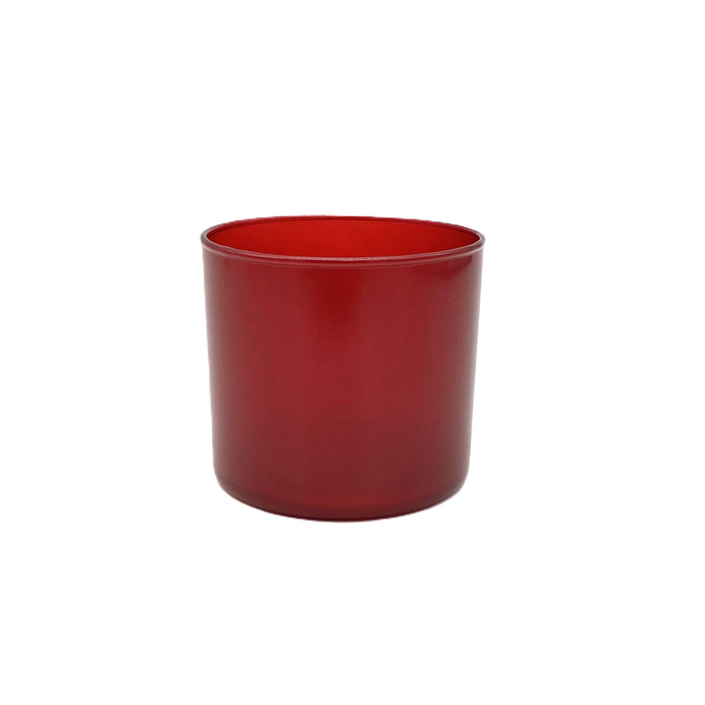 LUX FRAGRANCES - Wholesale Candle Holder - Red Straight Side Glass 15oz 4" x 3.5"