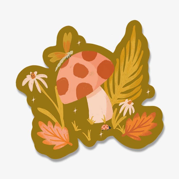 Cottagecore Mushroom Weatherproof Die Cut Sticker for wholesale by Beka Gene Studio