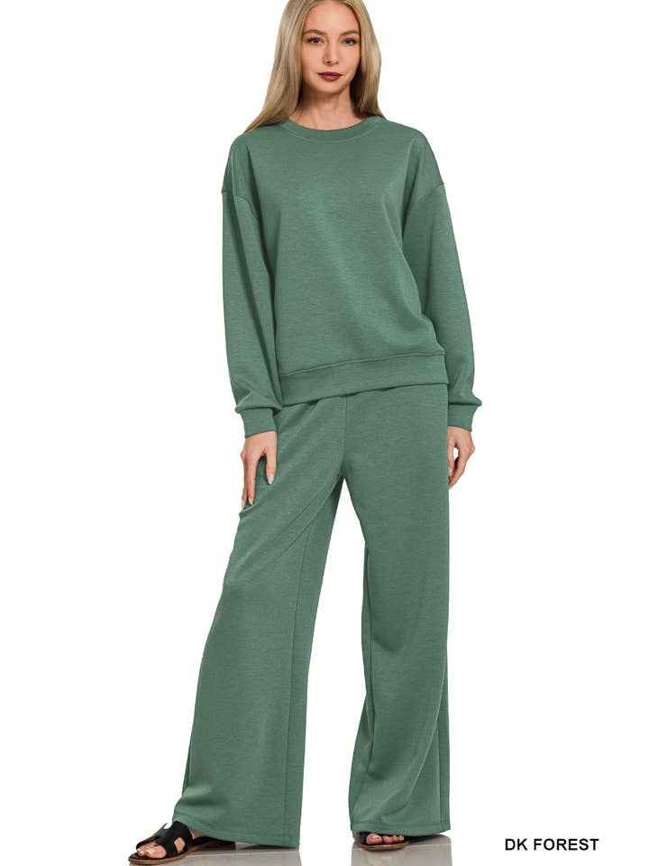 42POPS - Wholesale Lounge Set - Women's - ,..1016 Scuba Crewneck Pullover & Pants 2 Piece Set SI-281965