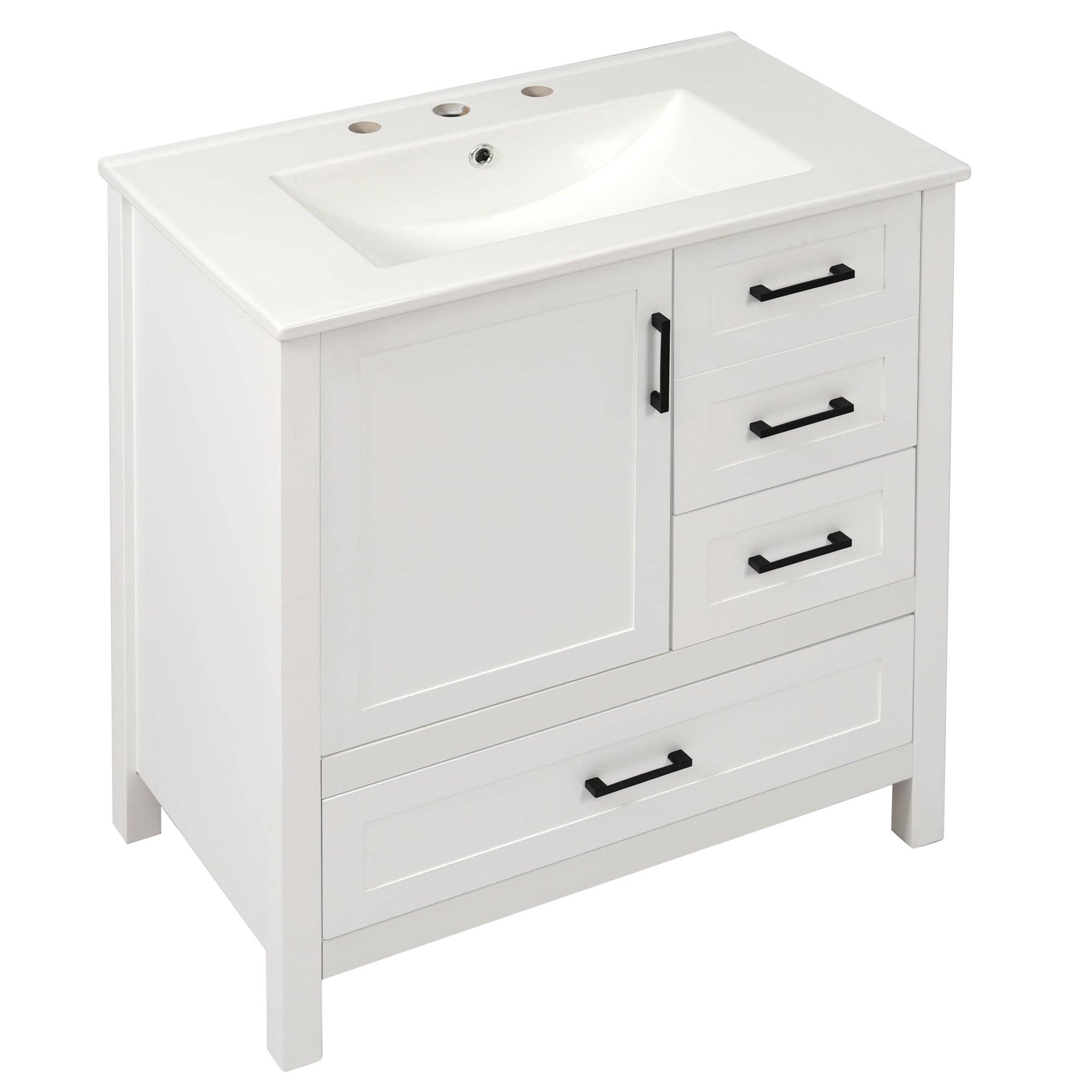 39F Inc. - Vente Armoire - Meuble-lavabo blanc de 30" avec lavabo et tiroirs à fermeture douce27