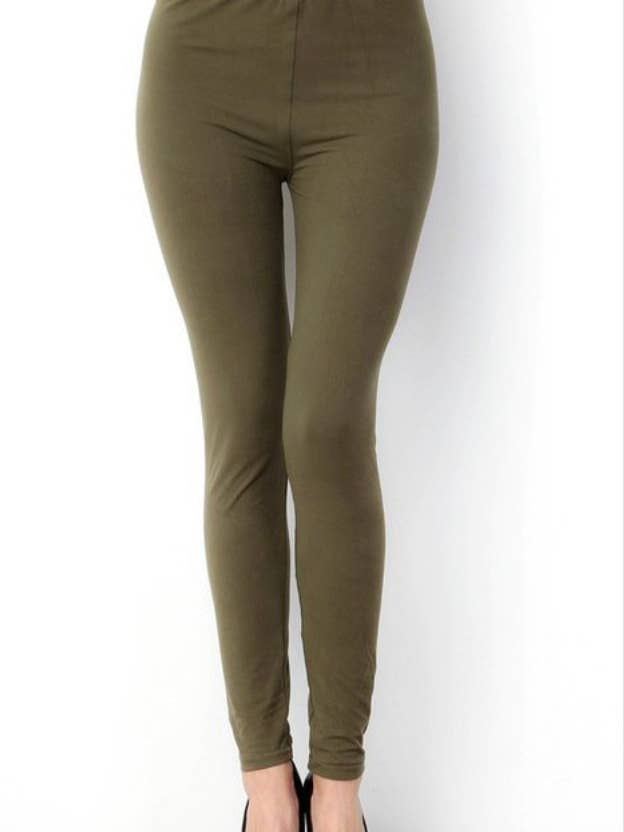 Solid Olive Green ONE SIZE Leggings for wholesale by Love 4 Leggings