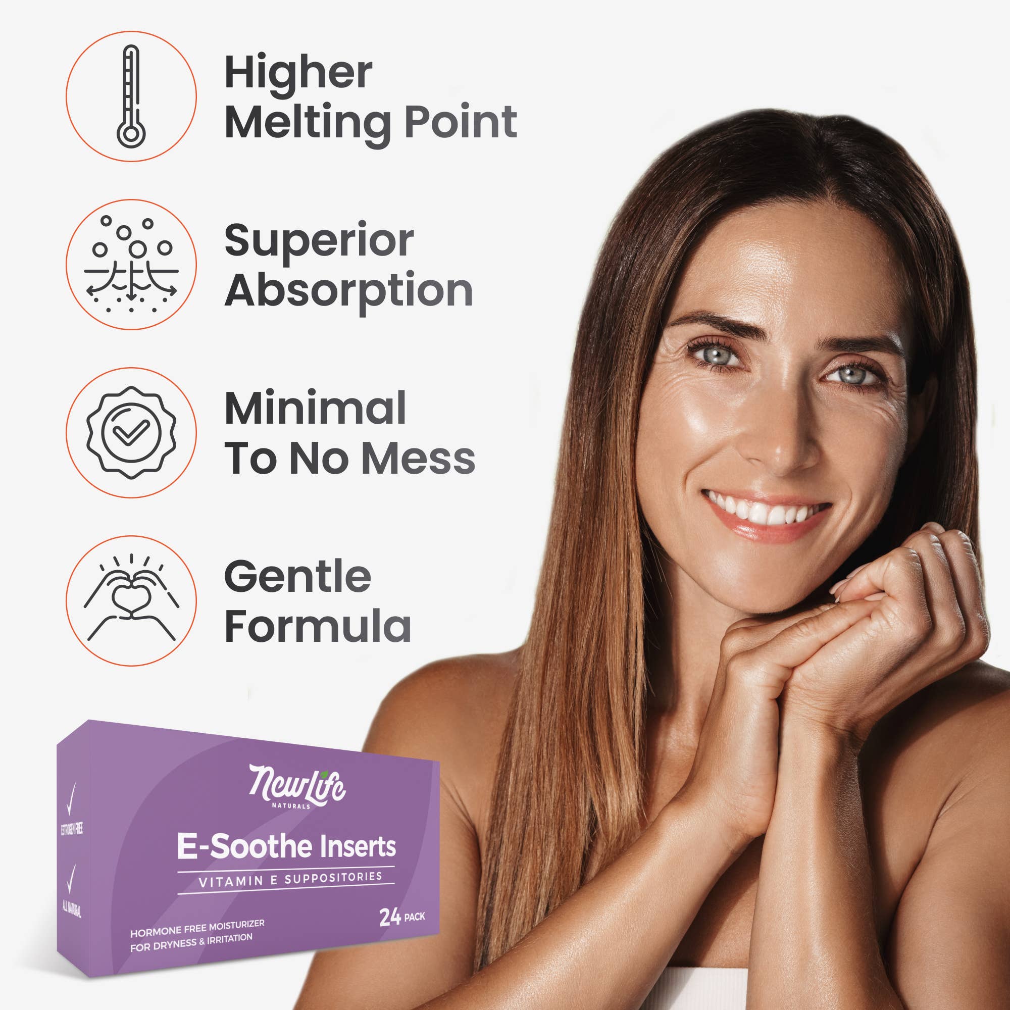 NewLife Naturals – Suplemento/vitamina oral por atacado – ESoothe Supositórios de Vitamina E para Apoio à Menopausa3
