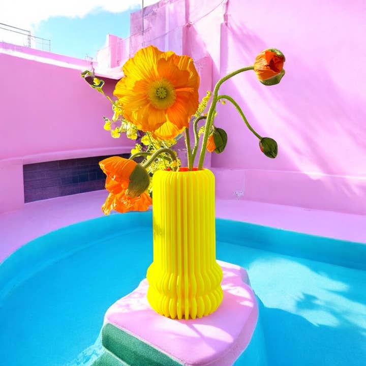 Jarrón Whimsy 150 % en amarillo neón para venta al por mayor de Pink Stories