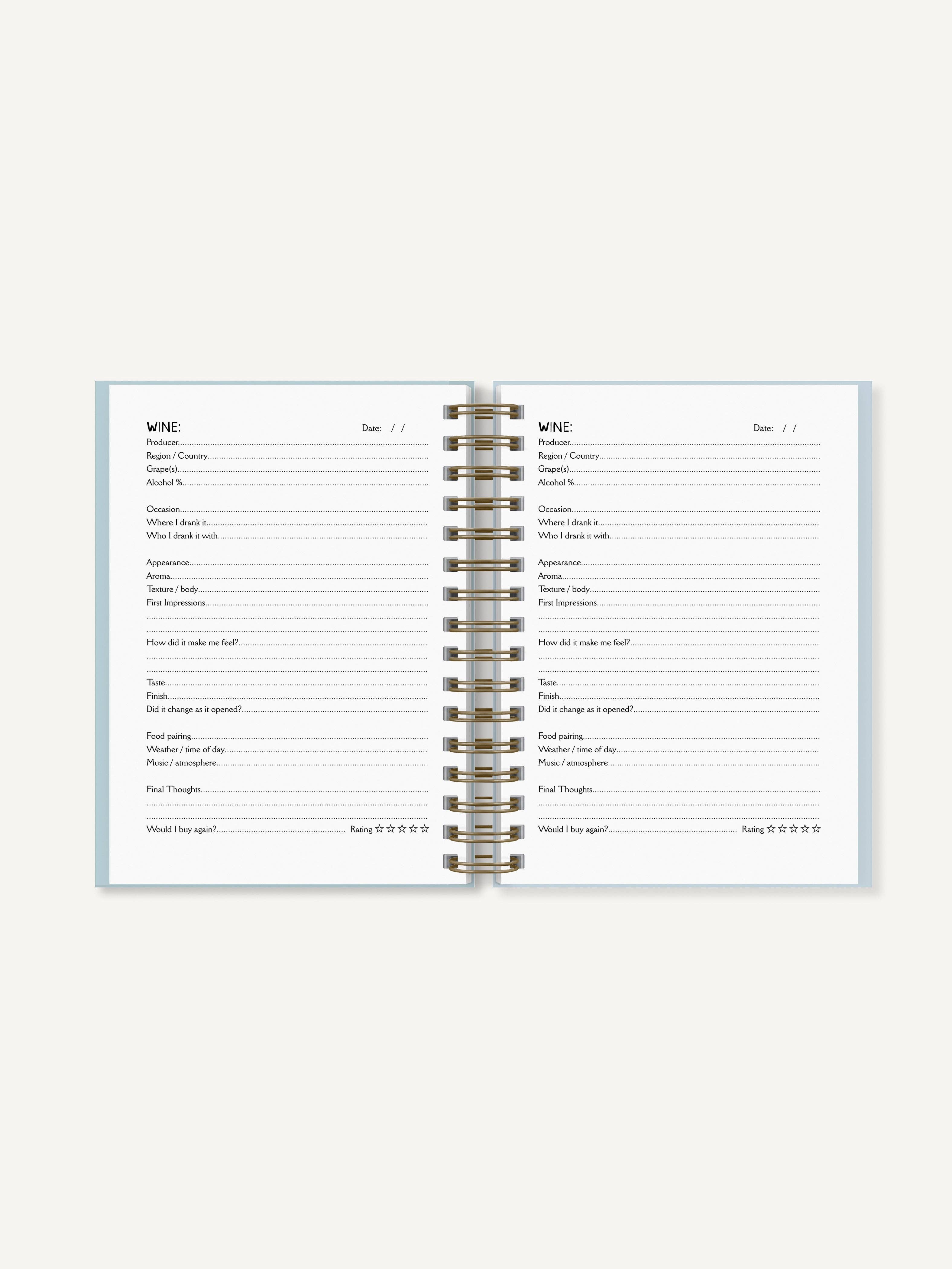 Sovende Bjorn - Wholesale Journal/Diary - Wine Journal - A5 Hardback Journal6