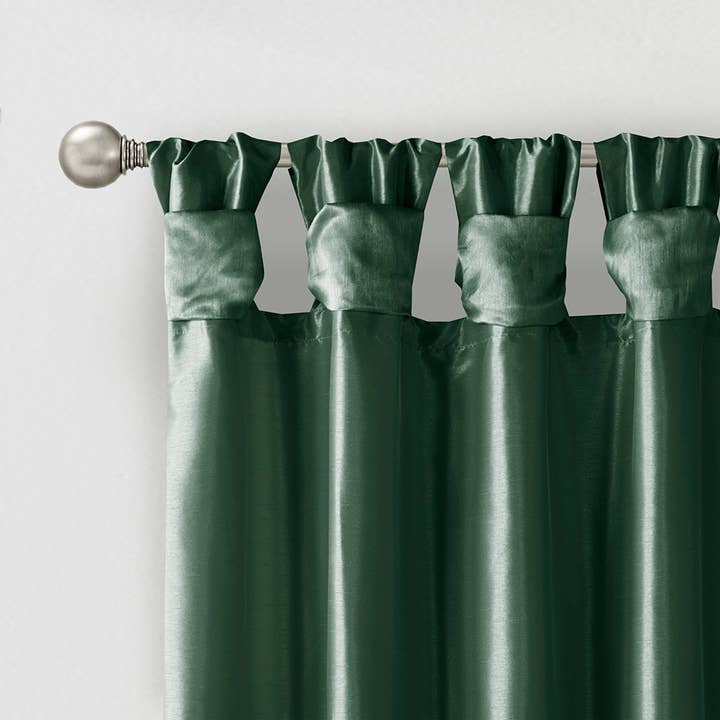 Olliix - Wholesale Curtain - Twist Tab Lined Window Curtain Panel, Green