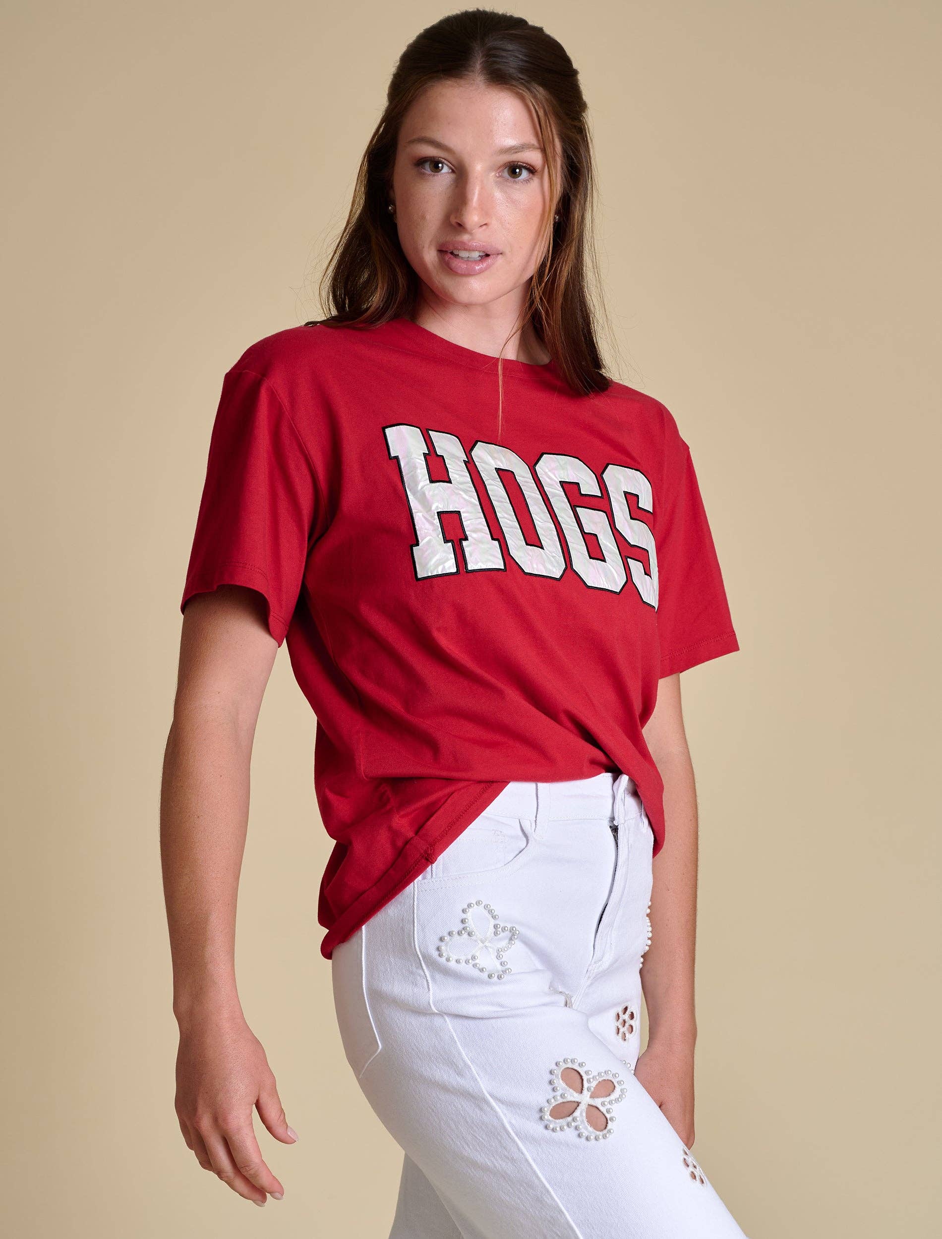 Stewart Simmons - Wholesale T-shirt met print - Dames - Het Varsity Boyfriend T-shirt | Arkansas3