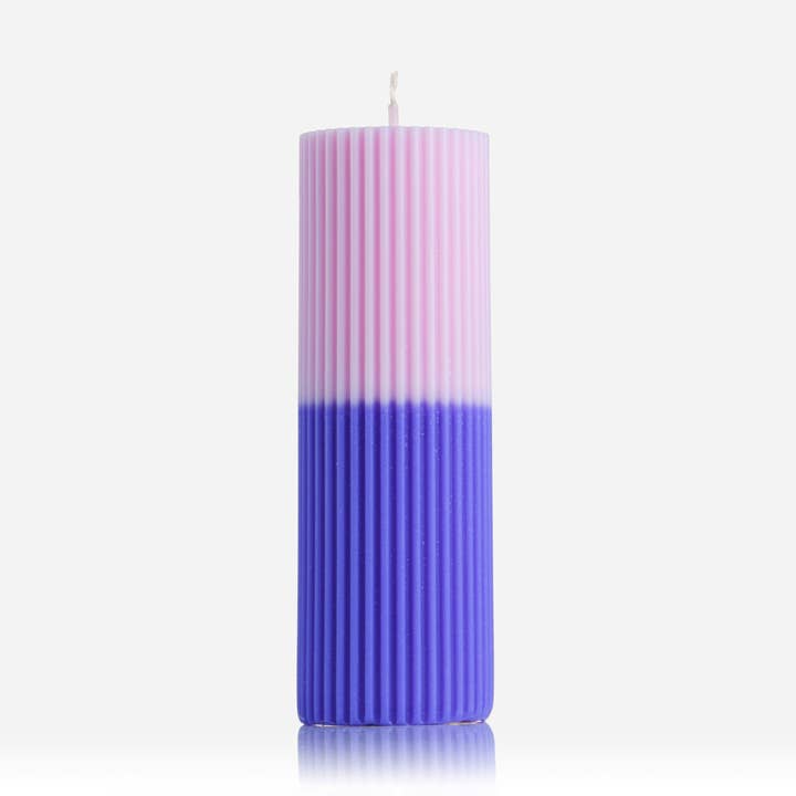 PILLAR TWO-TONE VIOLET RAIN CANDLE for wholesale by Ancient Candle Co.