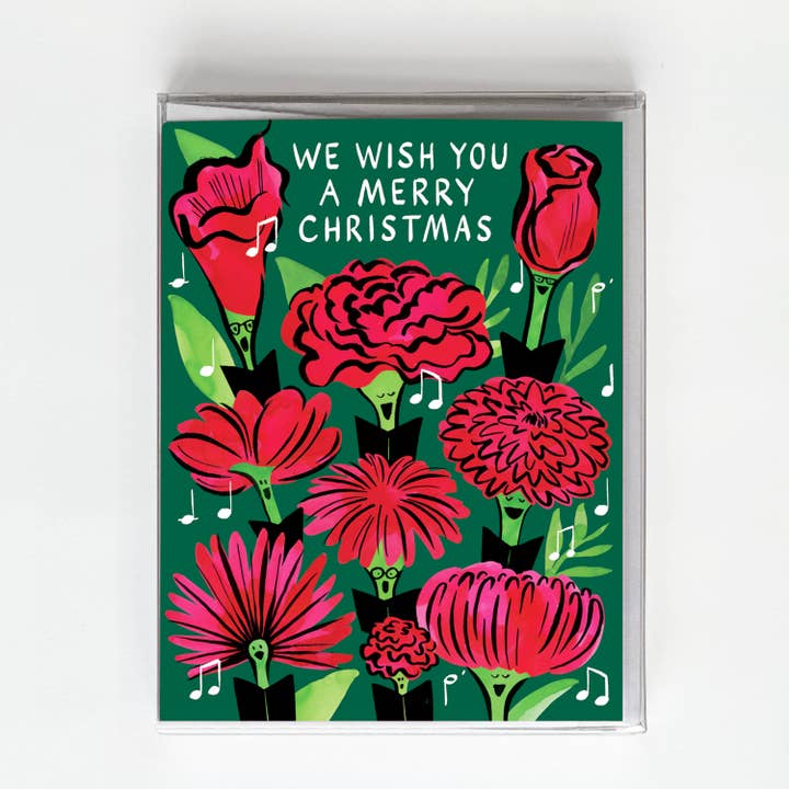 Christmas Flower Choir - Boxed Set of 8 Cards for wholesale by Ruby Sneakers Studio
