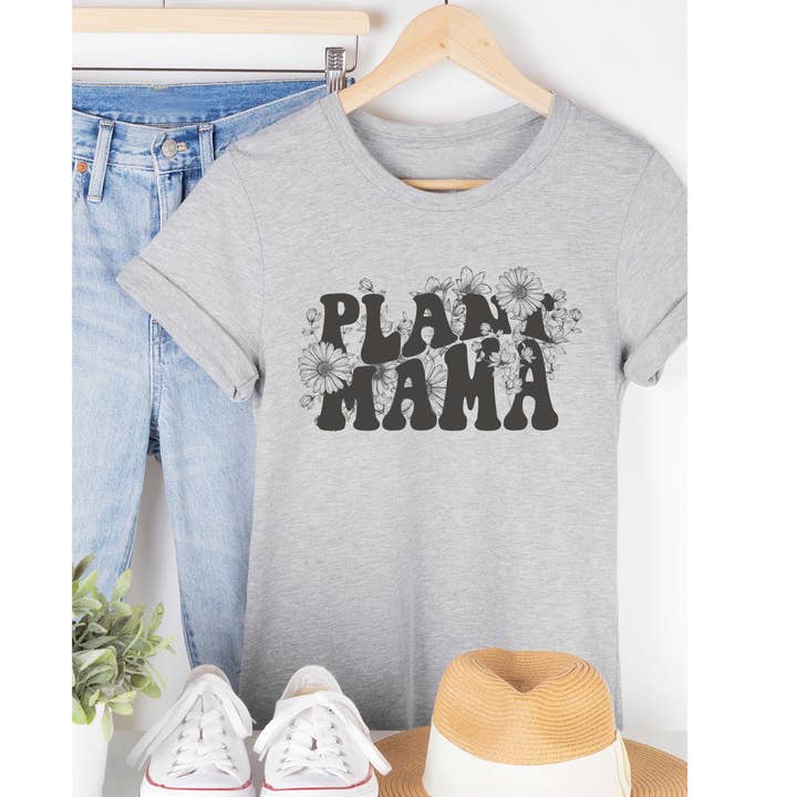 T-shirt Gráfica Tamanho Grande PLANT MAMA por atacado de A. BLUSH CO