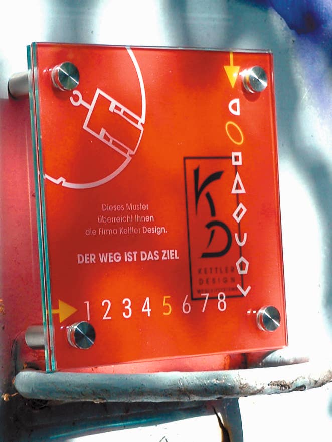 Türschild System Glazier 150x150mm mit 4 Edelstahlhalter for engroshandel hos 1st Sign Kettler Design GmbH