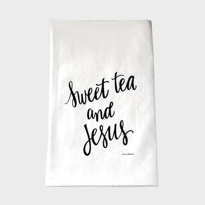 Green Bee Tea Towels - Wholesale Tea Towel - Tea & Jesus Dish Towel | Tea Towels | Flour Sack Dish Towels0