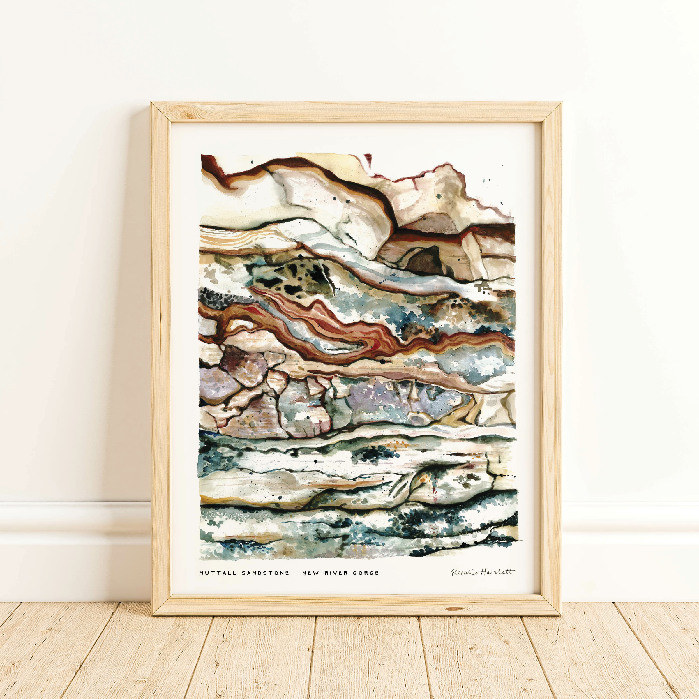 Rosalie Haizlett Illustration - Wholesale Art Print - Nuttall Sandstone of New River Gorge - Watercolor Art Print1